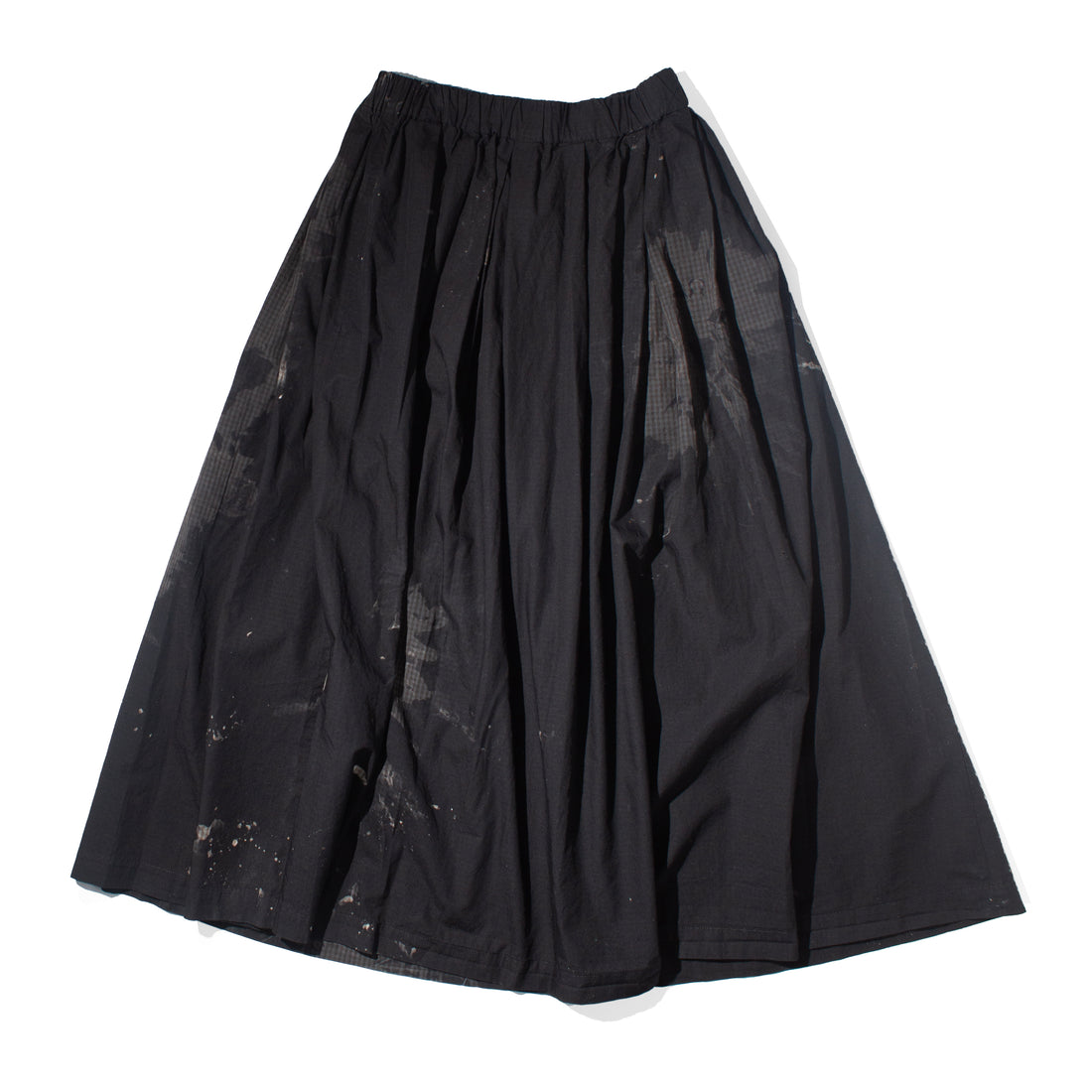 Pas de Calais Cotton Checkered Gathered Skirt in Black