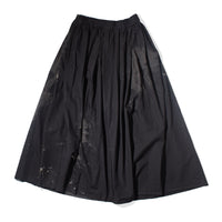 Pas de Calais Cotton Checkered Gathered Skirt in Black