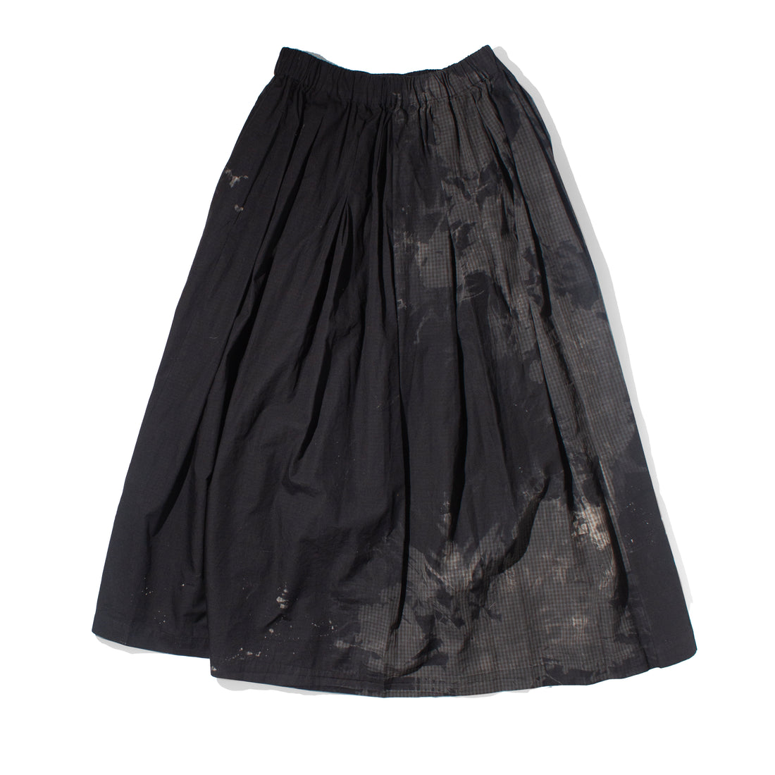 Pas de Calais Cotton Checkered Gathered Skirt in Black