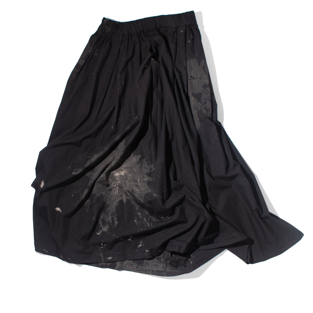 Pas de Calais Cotton Checkered Gathered Skirt in Black