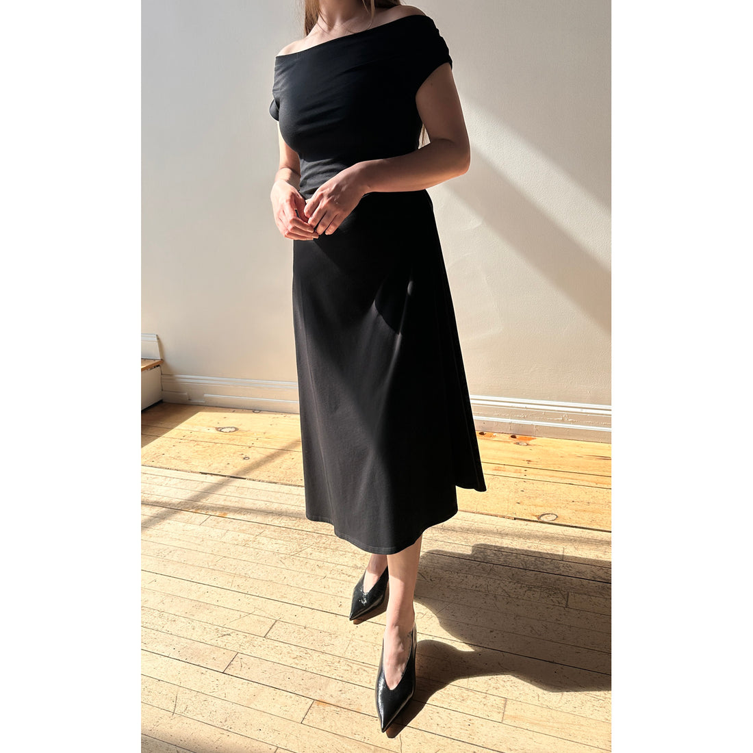 Apiece Apart Marles Off the Shoulder Dress in Black
