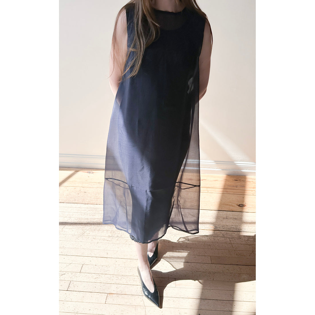 Kaarem Green Rice Sleeveless Long Silk Organza Dress