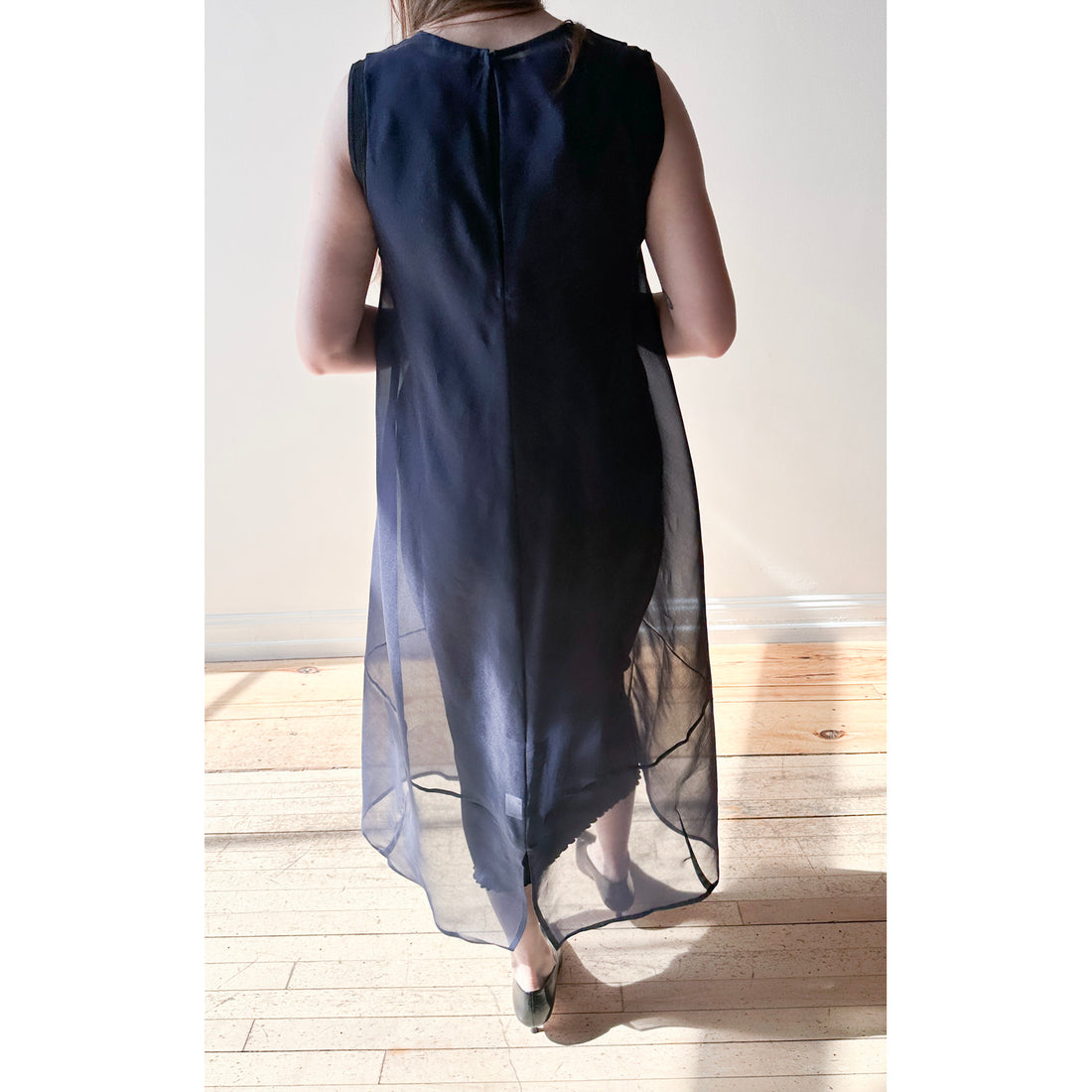 Kaarem Green Rice Sleeveless Long Silk Organza Dress