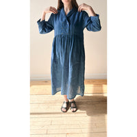 Ichi Antiquities Indigo Linen Woven Dress in Light Indigo