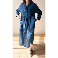Ichi Antiquities Indigo Linen Woven Dress in Light Indigo