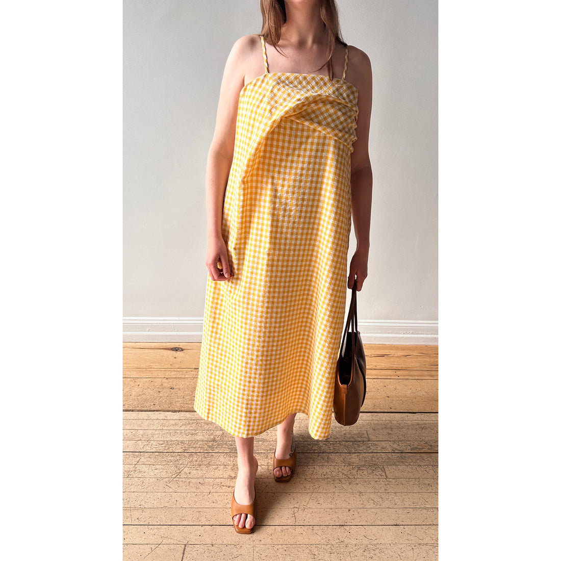 Proche Wave Draped Sheath Dress in Butter Yellow