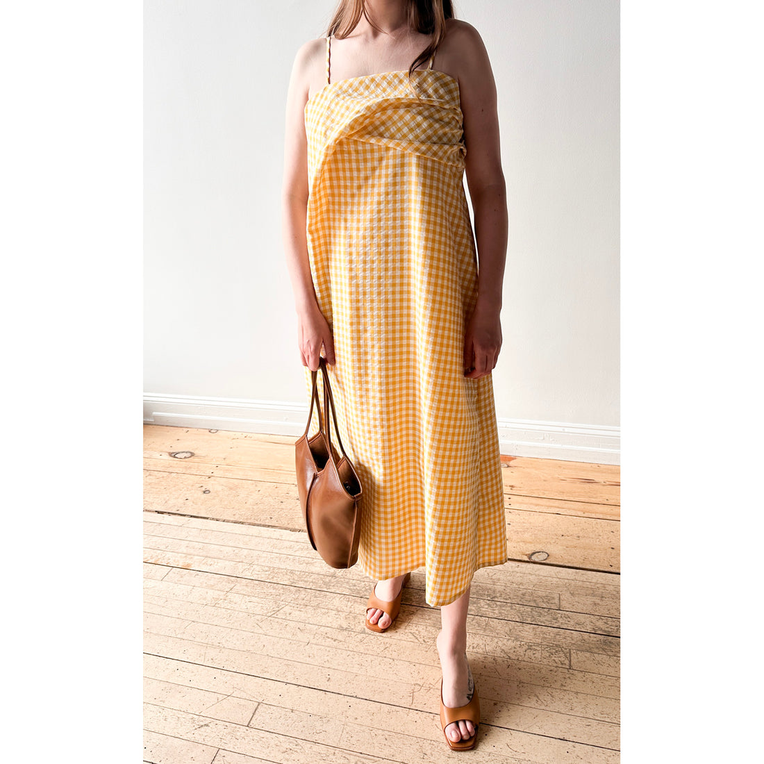 Proche Wave Draped Sheath Dress in Butter Yellow