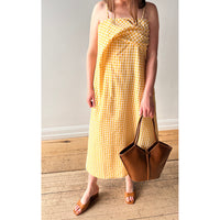 Proche Wave Draped Sheath Dress in Butter Yellow