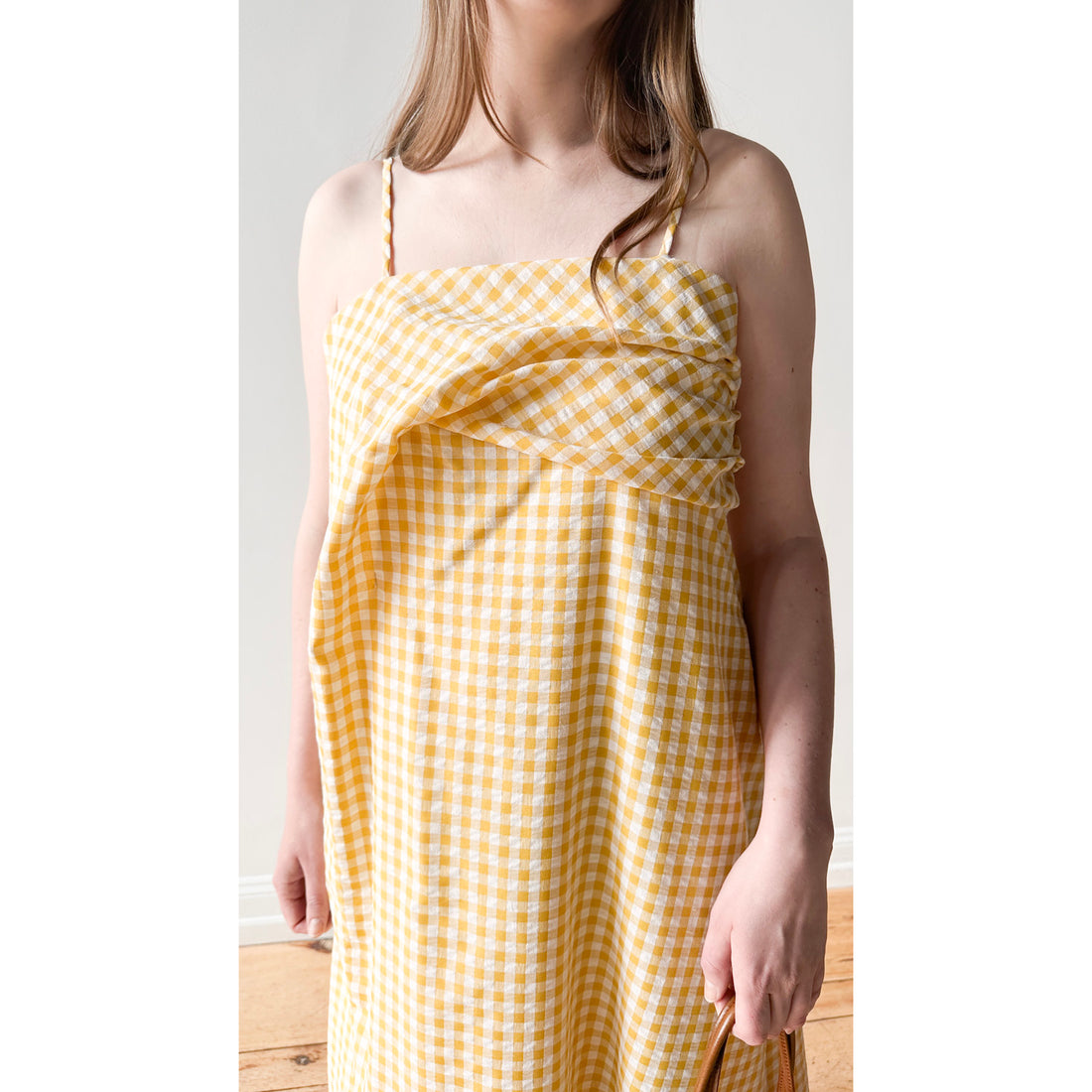 Proche Wave Draped Sheath Dress in Butter Yellow