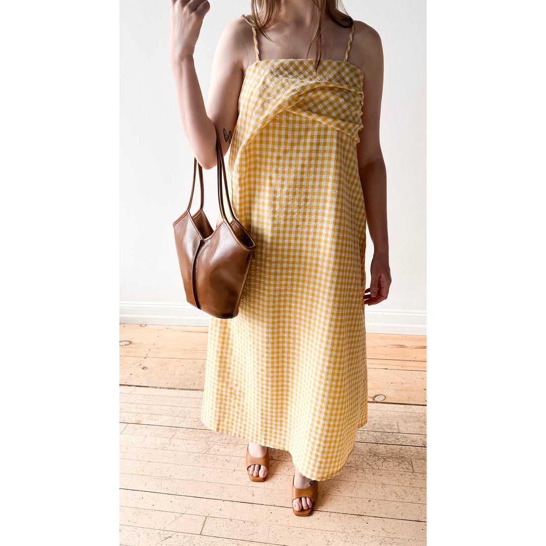 Proche Wave Draped Sheath Dress in Butter Yellow