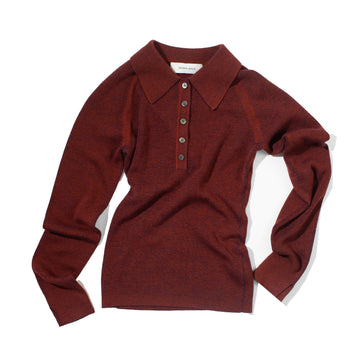 Sayaka Davis Combo Ribbed Polo in Rust x Navy