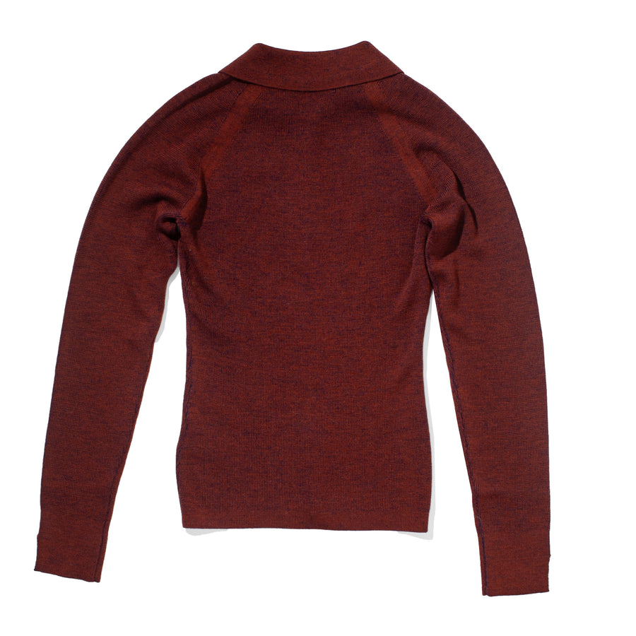 Sayaka Davis Combo Ribbed Polo in Rust x Navy