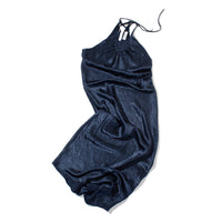 Nomia Halter Gathered Cutout Dress in Midnight