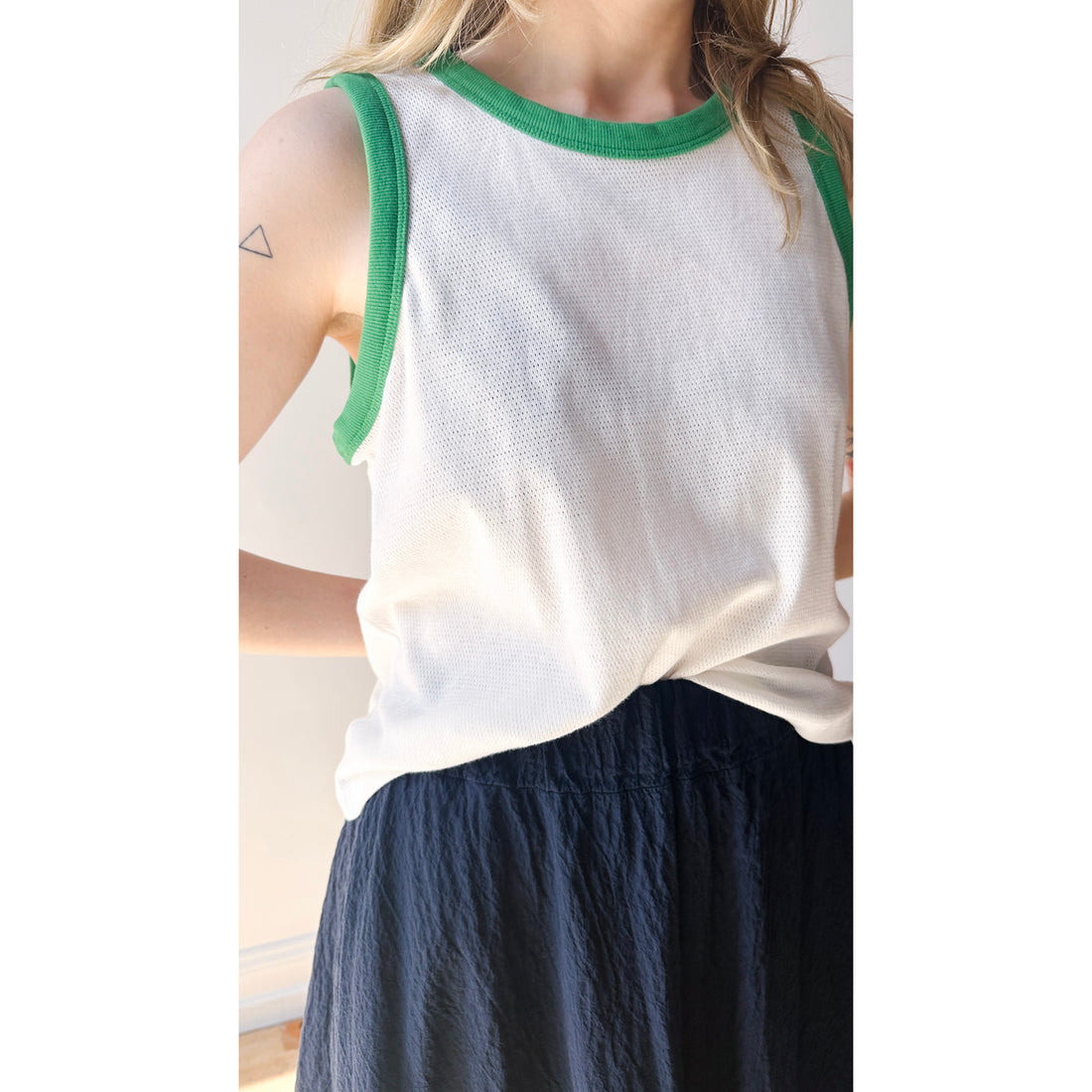 Carleen Chloe Tank in White/Green