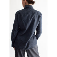 Kallmeyer Billie Tie Blouse in Heather Navy