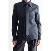 Kallmeyer Billie Tie Blouse in Heather Navy