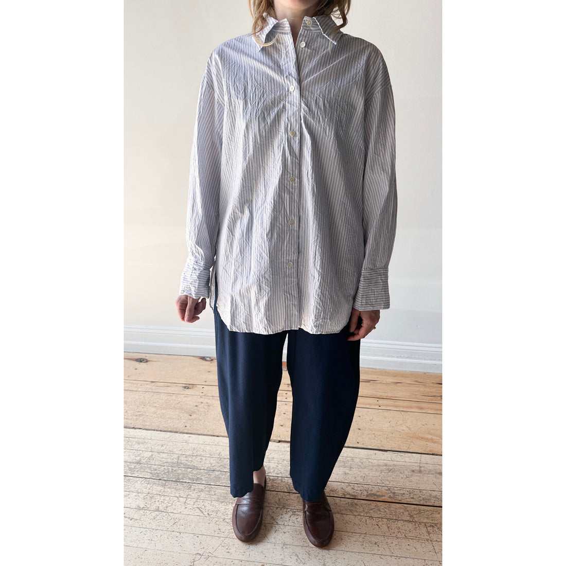 Sayaka Davis Crinkled Oversized Shirt in Stripes