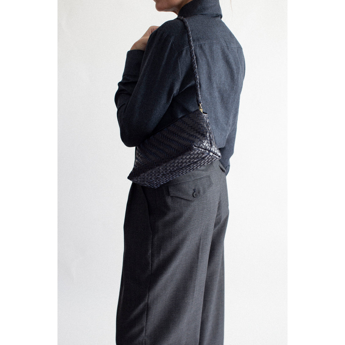 Kallmeyer Roxana Low-Rise Trouser in Navy Houndstooth