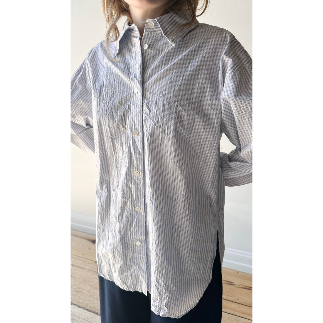 Sayaka Davis Crinkled Oversized Shirt in Stripes