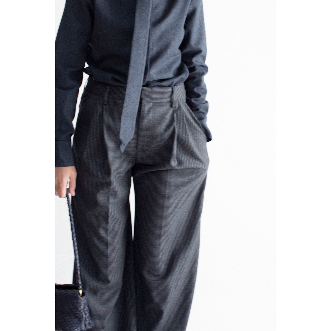 Kallmeyer Roxana Low-Rise Trouser in Navy Houndstooth