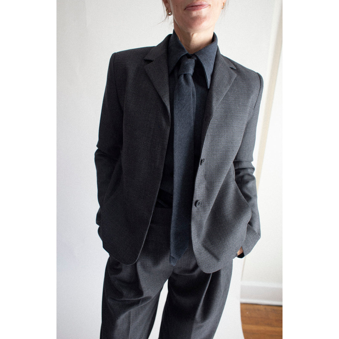 Kallmeyer Billie Tie Blouse in Heather Navy