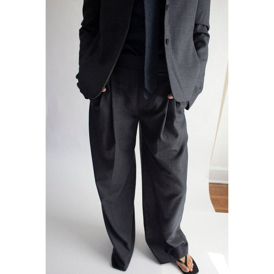 Kallmeyer Roxana Low-Rise Trouser in Navy Houndstooth