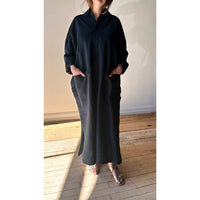 Grei Relaxed Kaftan Shirt Dress in Midnight