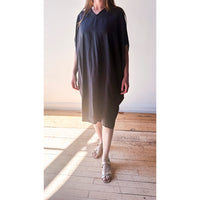 Black Crane Draped Dress in Faded Black