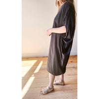 Black Crane Draped Dress in Faded Black