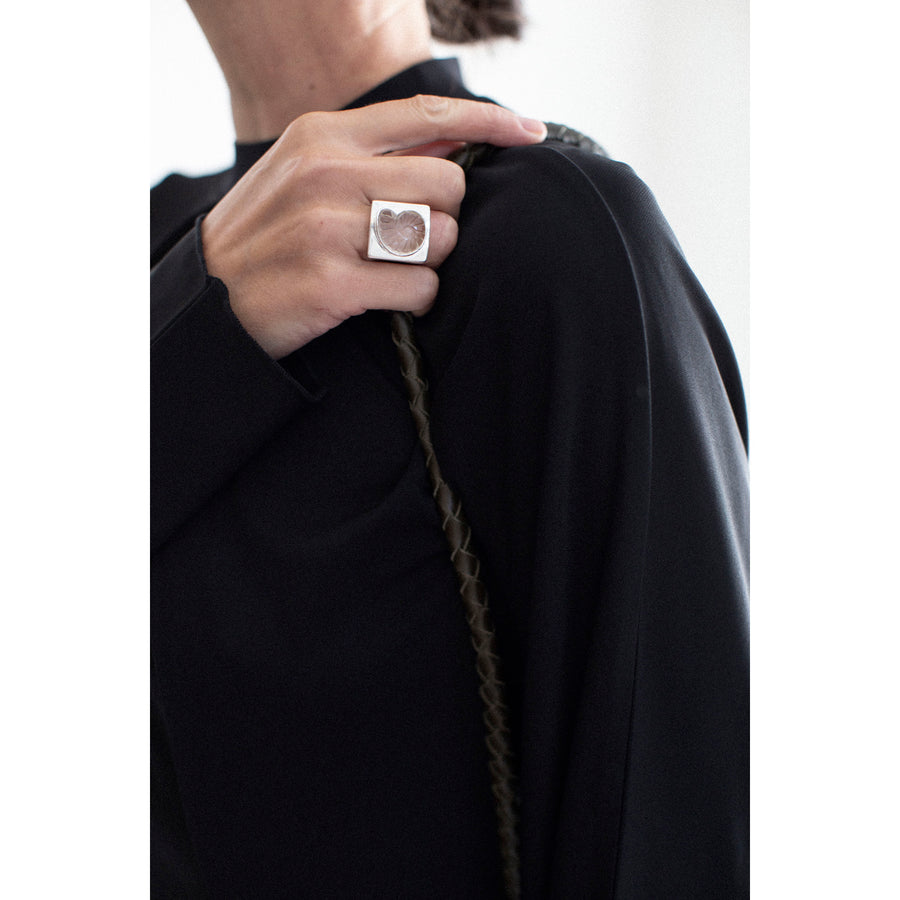 Nomia Carved Nautilus Shell Ring in Crystal