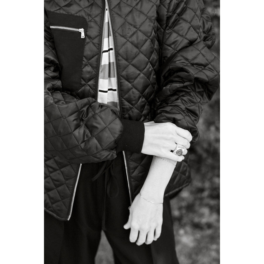 Nomia Oversize Quilted Bomber in Black