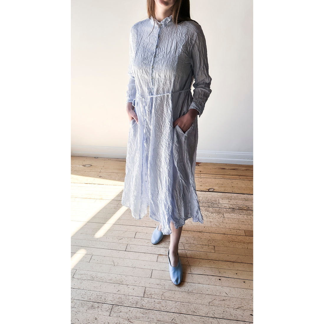 Pas de Calais Washed Cotton Crinkle Dress in Saxe Blue