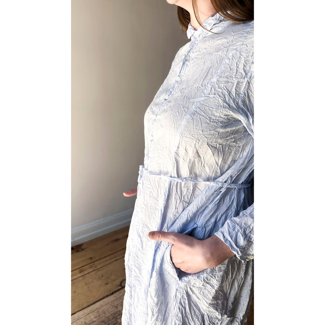 Pas de Calais Washed Cotton Crinkle Dress in Saxe Blue