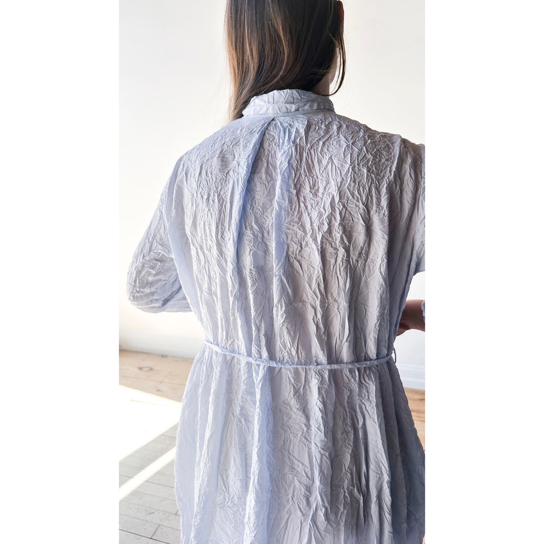 Pas de Calais Washed Cotton Crinkle Dress in Saxe Blue