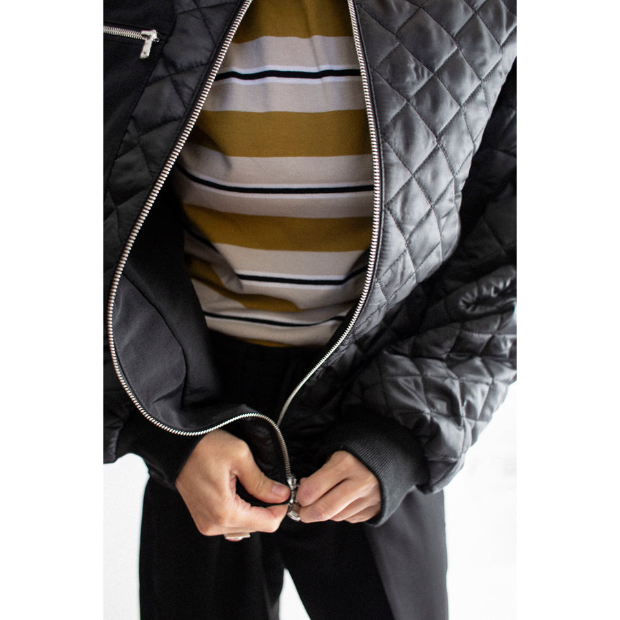 Nomia Oversize Quilted Bomber in Black