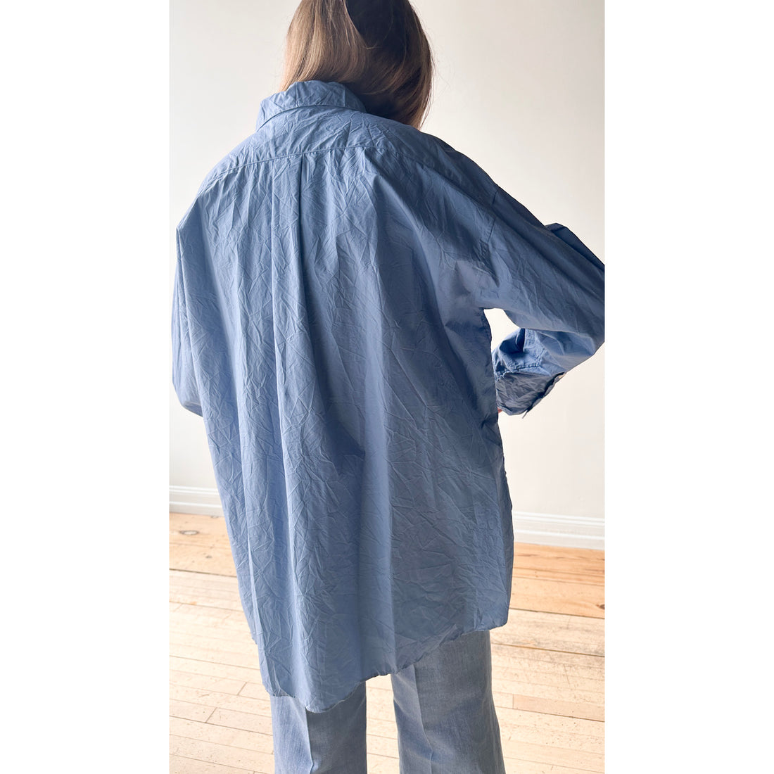 Sayaka Davis Crinkled Oversized Shirt in French Blue