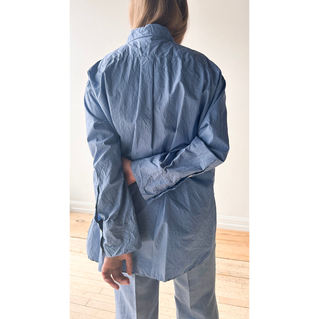 Sayaka Davis Crinkled Oversized Shirt in French Blue