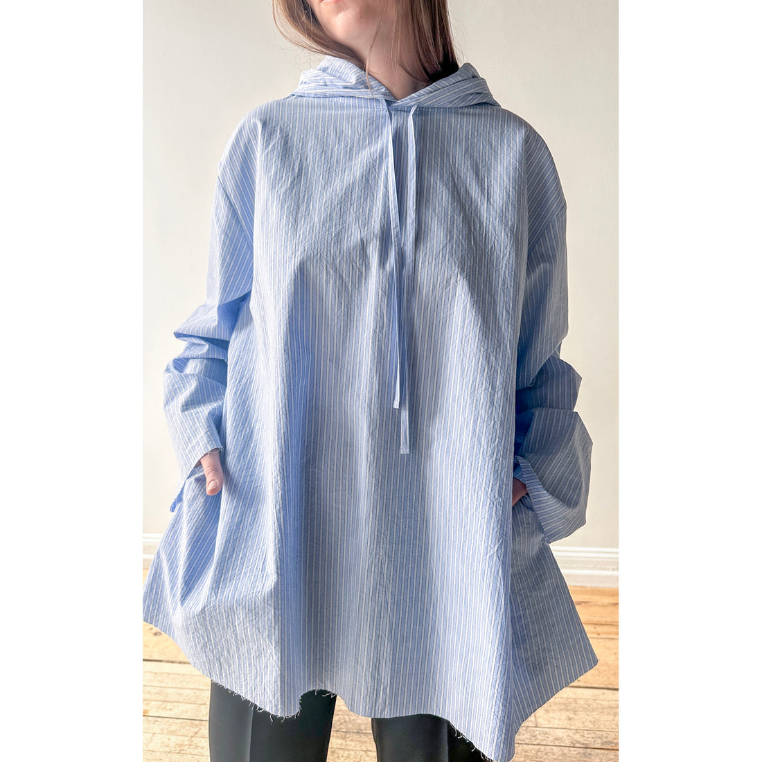 6397 Hooded Shirt in Blue Stripe