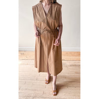 Sayaka Davis Drawstring Waist Dress in Tan Brown