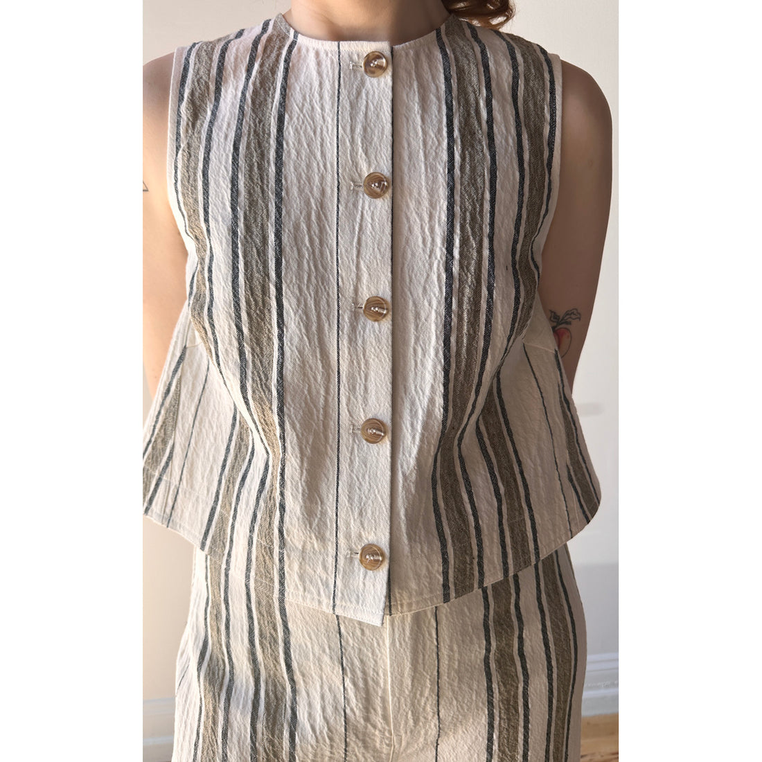 Apiece Apart Godet Tank in Affogato Stripe