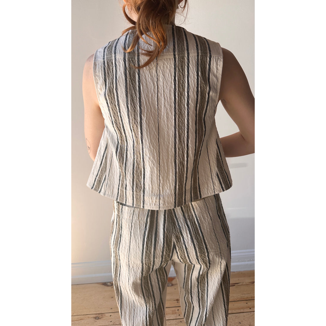 Apiece Apart Godet Tank in Affogato Stripe