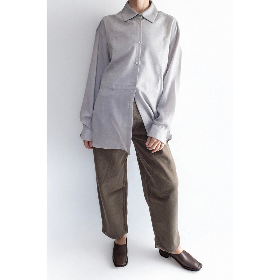 Kallmeyer Chloé Bib Button Down in Light Silver