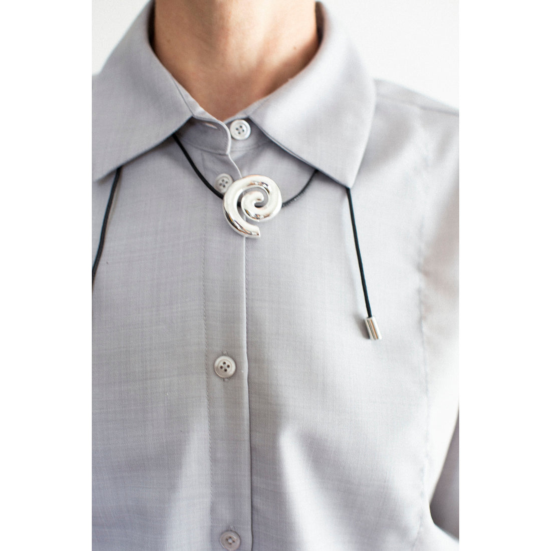 Kallmeyer Chloé Bib Button Down in Light Silver