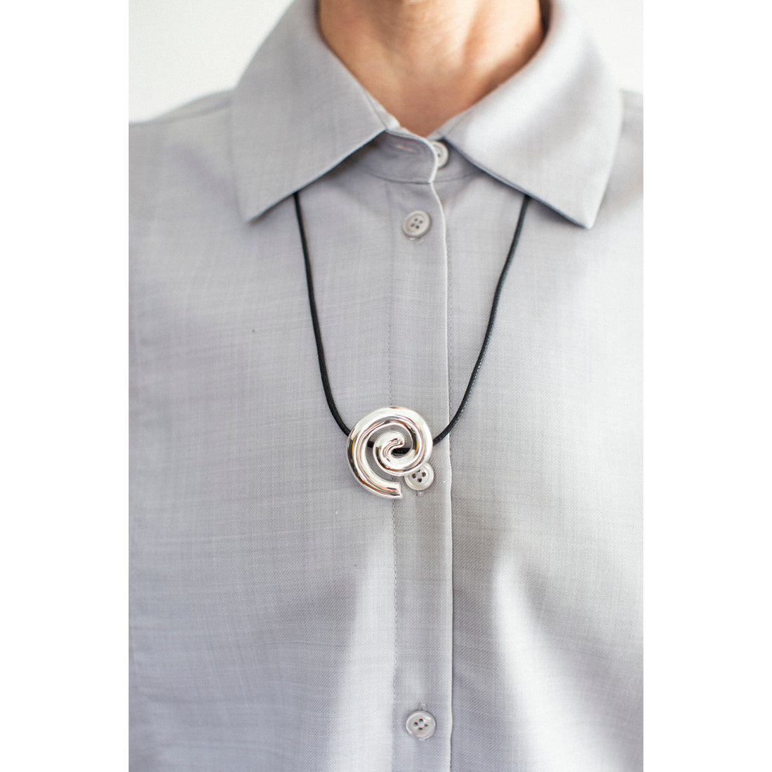 Nomia Spiral Cord Necklace in Silver