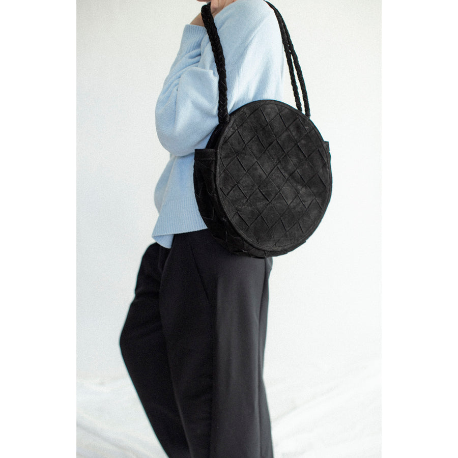 Bembien Emilia Bag Grande Weave in Black Suede