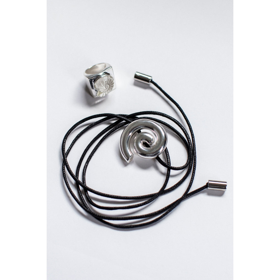 Nomia Spiral Cord Necklace in Silver