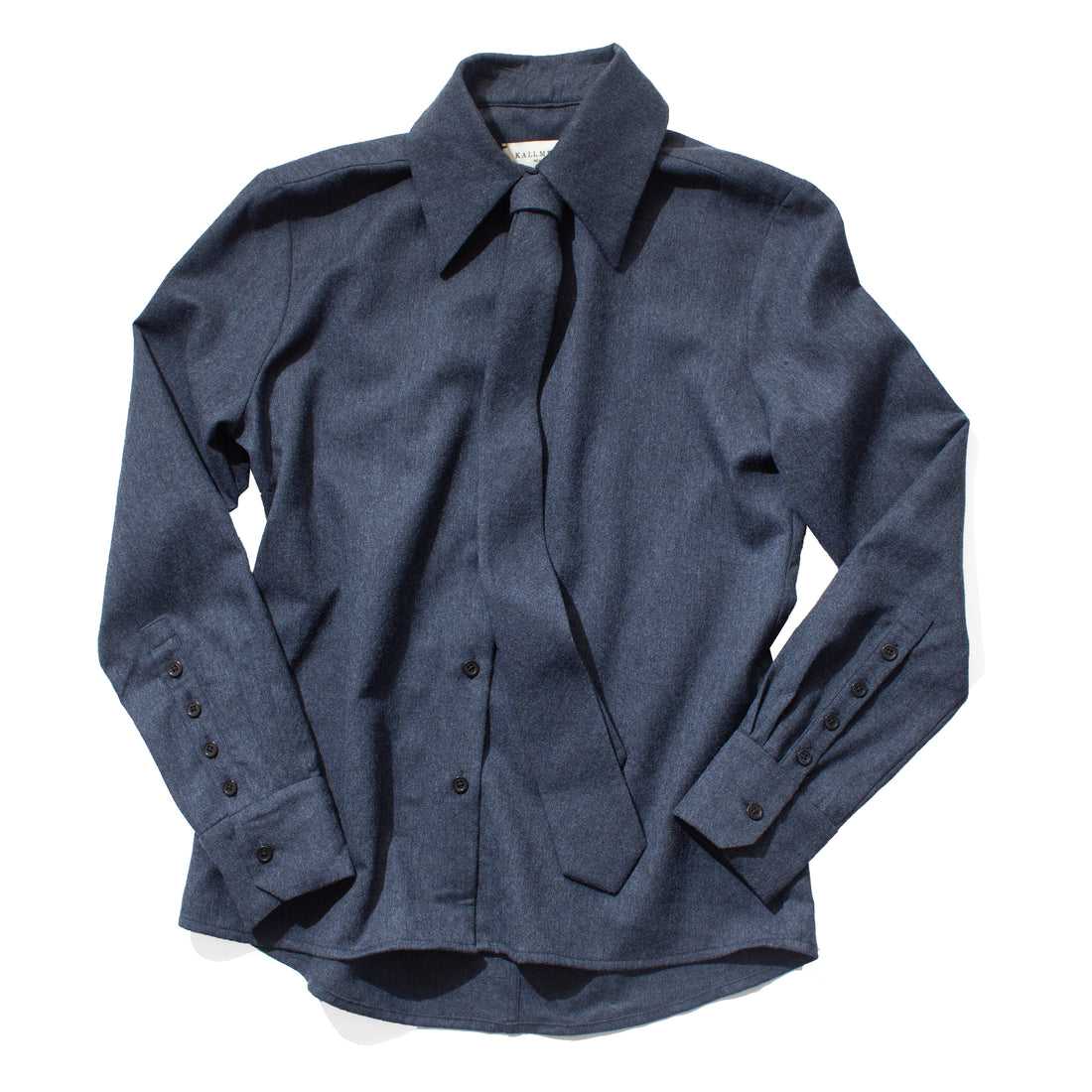 Kallmeyer Billie Tie Blouse in Heather Navy