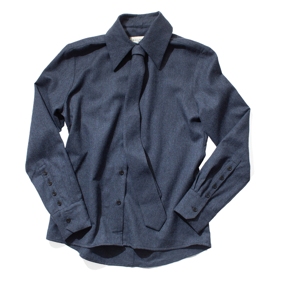Kallmeyer Billie Tie Blouse in Heather Navy