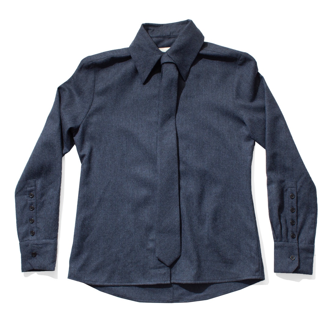 Kallmeyer Billie Tie Blouse in Heather Navy