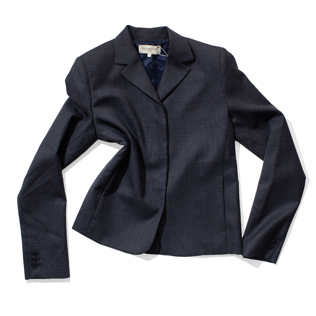 Kallmeyer Iman Shrunken Blazer in Navy Houndstooth